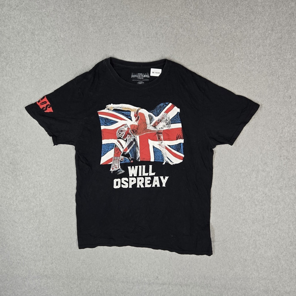 New Japan Pro Wrestling Men Shirt L Black Graphic Will Ospreay Union Jack